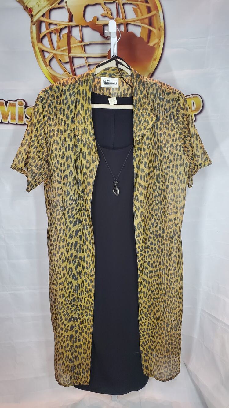 Positive Influence Leopard Print 2 Piece Dress Set Black Size 18 Made USA